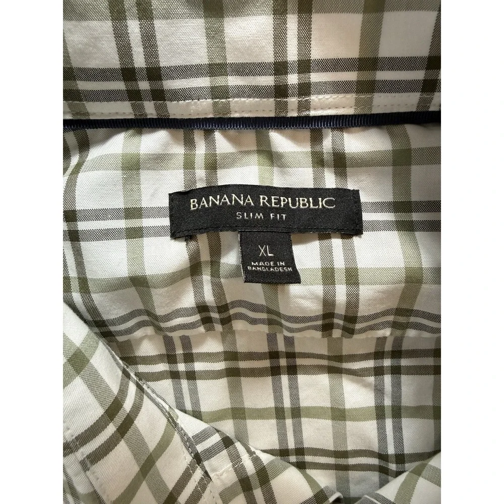 Banana‎ Republic Shirt Men's XL Slim Fit Button Up Plaid Long sleeve